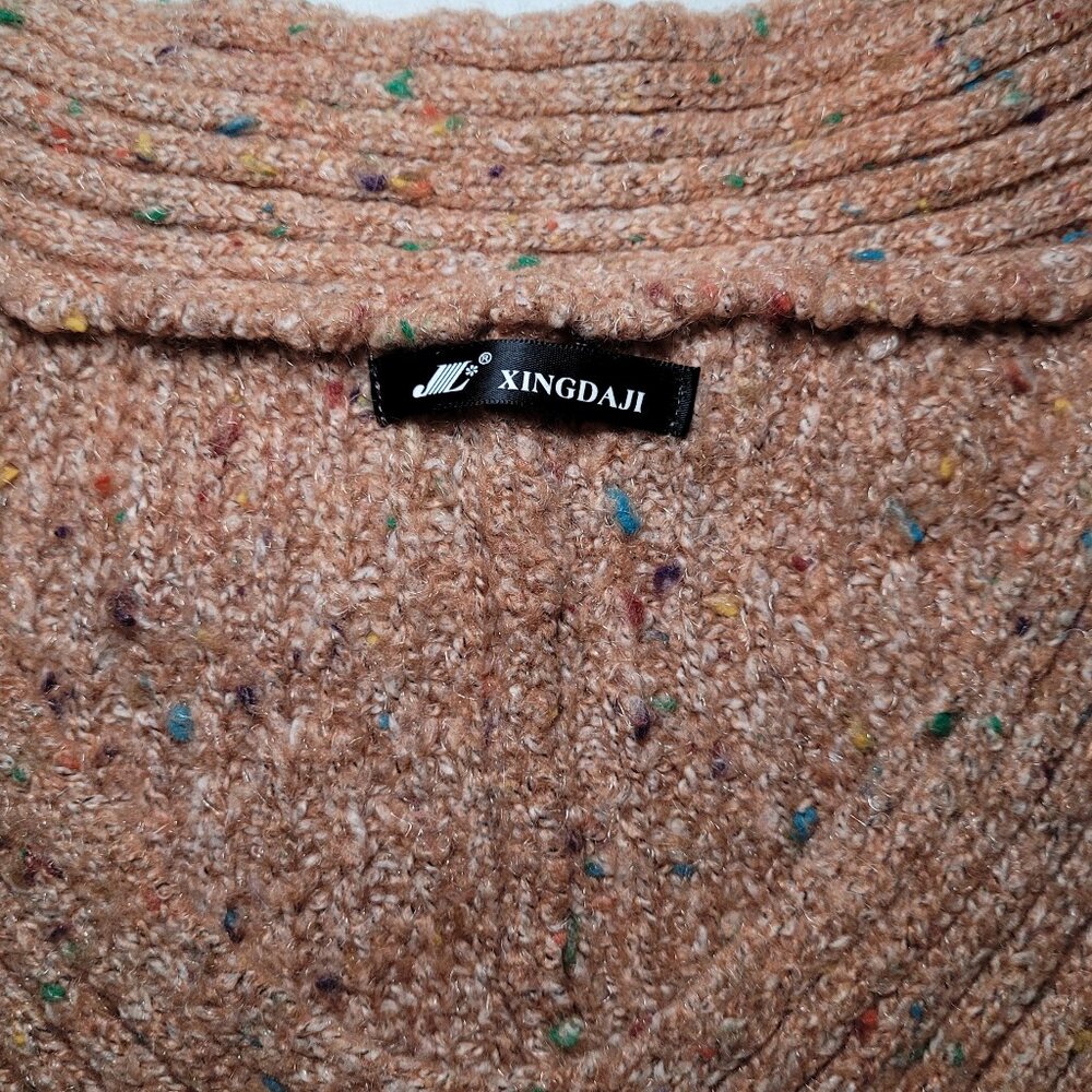 Boho Knit Shawl Wool Blend Fringe Bronze Womens One Size Oversized Cozy Boho - Picture 4 of 8